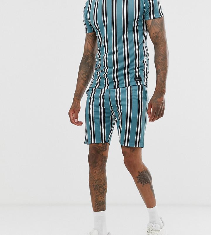 Mauvais Shorts In Teal Stripe - Green