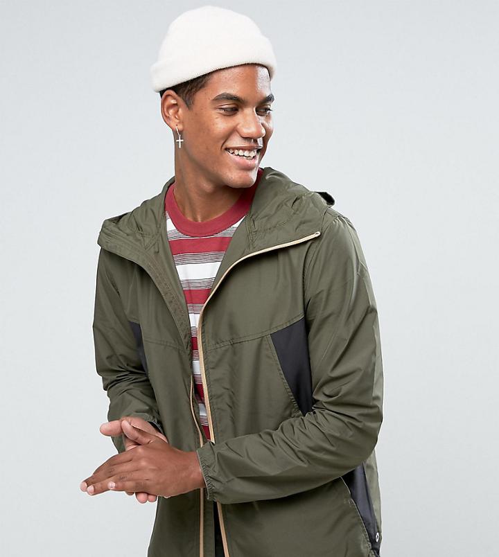 Herschel Voyage Packable Wind Runner Jacket In Green/black Exclusive At Asos - Green