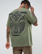 Hnr Ldn Oversized Panther Back Print T-shirt - Green