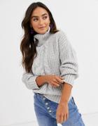 Brave Soul Opium Sweater In Patchwork Cable Knit-gray