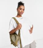 Asos Design Petite Oversized Long Line T-shirt In White