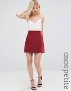 Asos Petite A-line Mini Skirt With Scallop Hem - Red