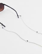 Asos Design Sunglasses Chain With Yin Yang Beads In Silver-multi