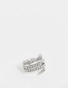 Topshop Pave Snake Wrap Ring In Silver