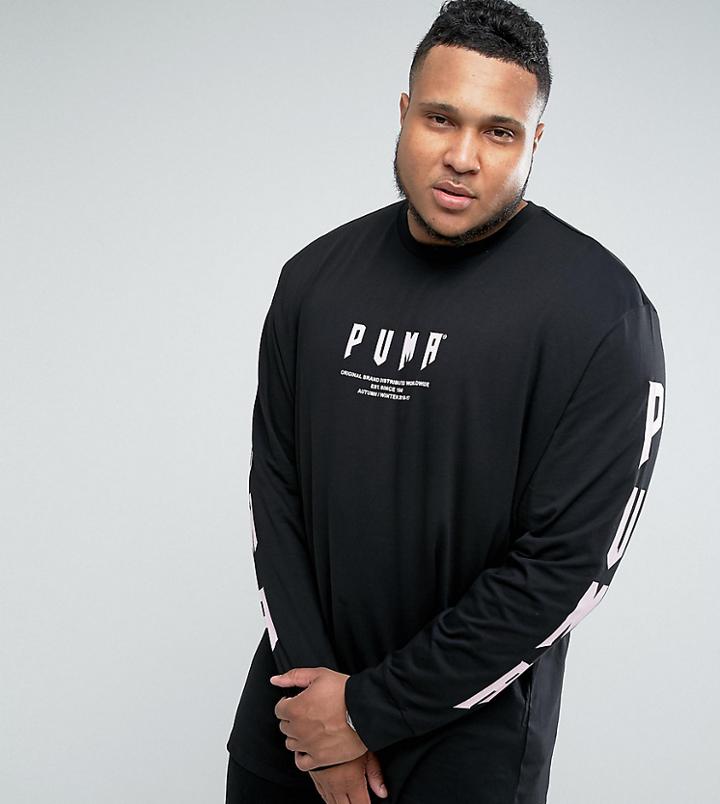 Puma Plus Graphic Long Sleeve Top In Black Exclusive To Asos 57533704 - Black