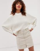 Monki Crew Neck Sweater In Off White - White