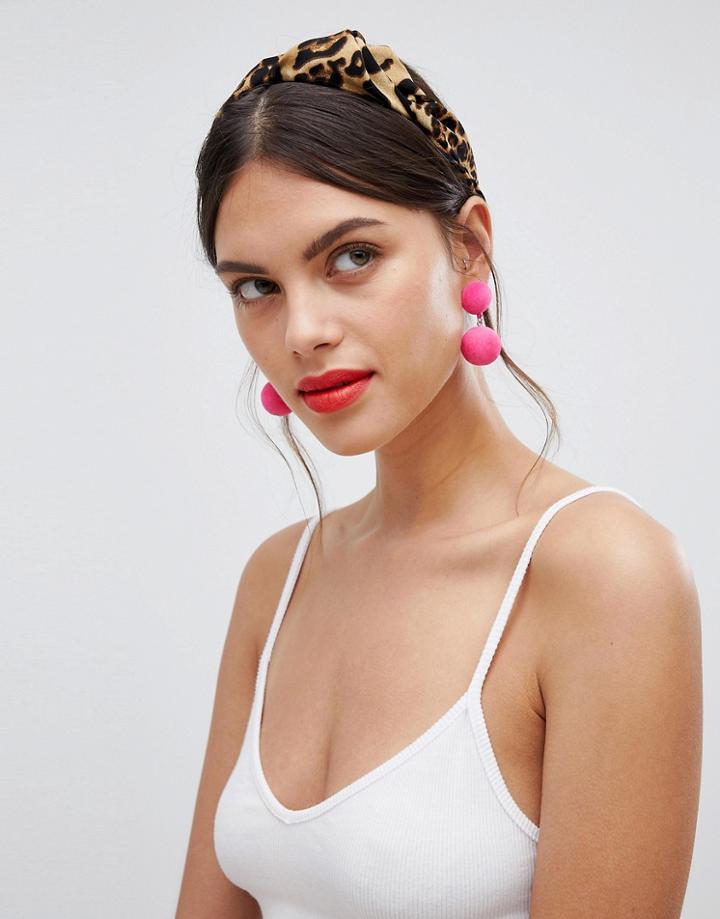 Asos Design Leopard Print Knot Headband-multi