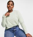 Asos Design Curve Ultimate T-shirt With Long Sleeve In Organic Cotton Blend In Sage-green