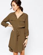 New Look Pocket Detail Shirt Dress - Green