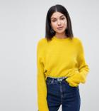 Asos Design Tall Fluffy Jumper In Rib - Yellow