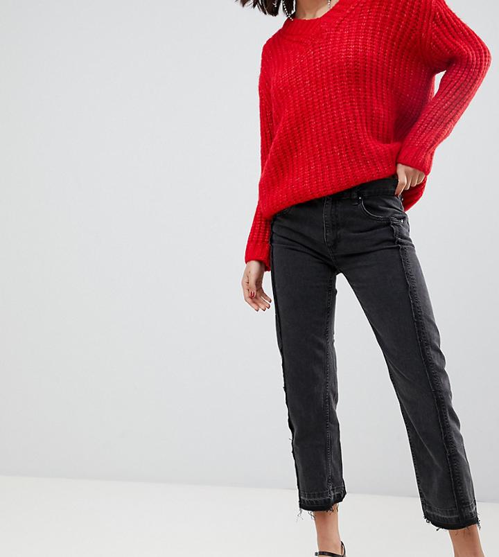 Mango Straight Jean With Frayed Detailing - Gray