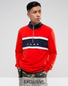 Puma Terry Half Zip Sweat In Red Exclusive To Asos - Red