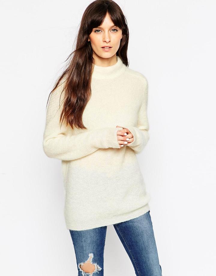 Asos Mohair Sweater With Saddle Sleeve - Winter White