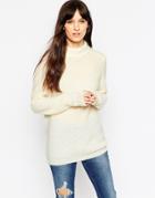 Asos Mohair Sweater With Saddle Sleeve - Winter White