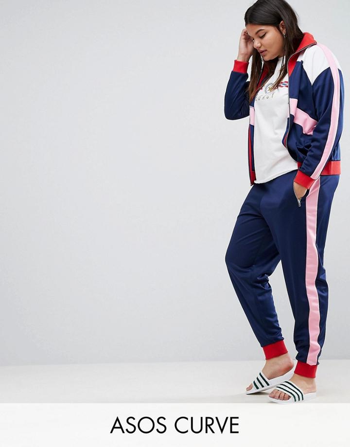 Asos Curve Track Pant With Color Block Panels Co-ord - Multi