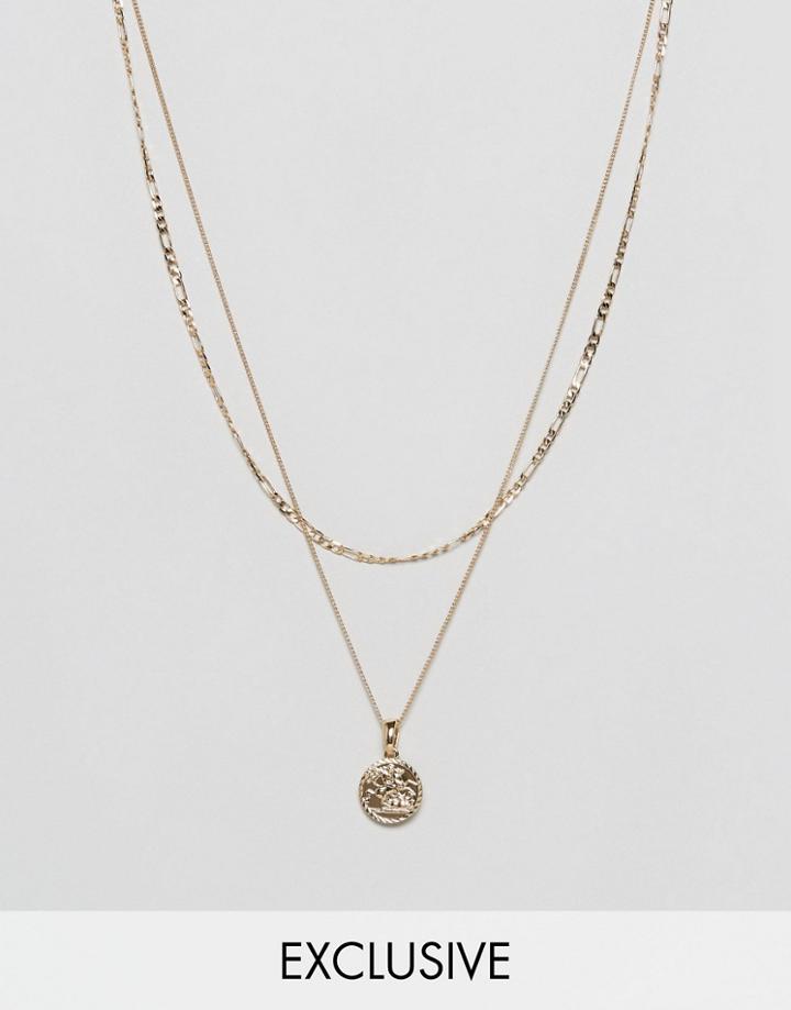Chained & Able Sovereign Mini Medallion Layer Necklace In Gold Exclusive To Asos - Gold