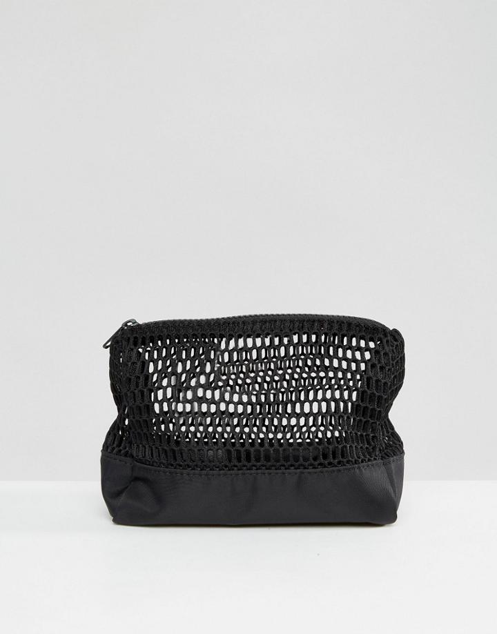 Asos Lifestyle Mesh And Nylon Makeup Bag - Black