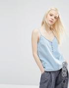 Asos Tall Denim Cami Top In Light Blue - Blue