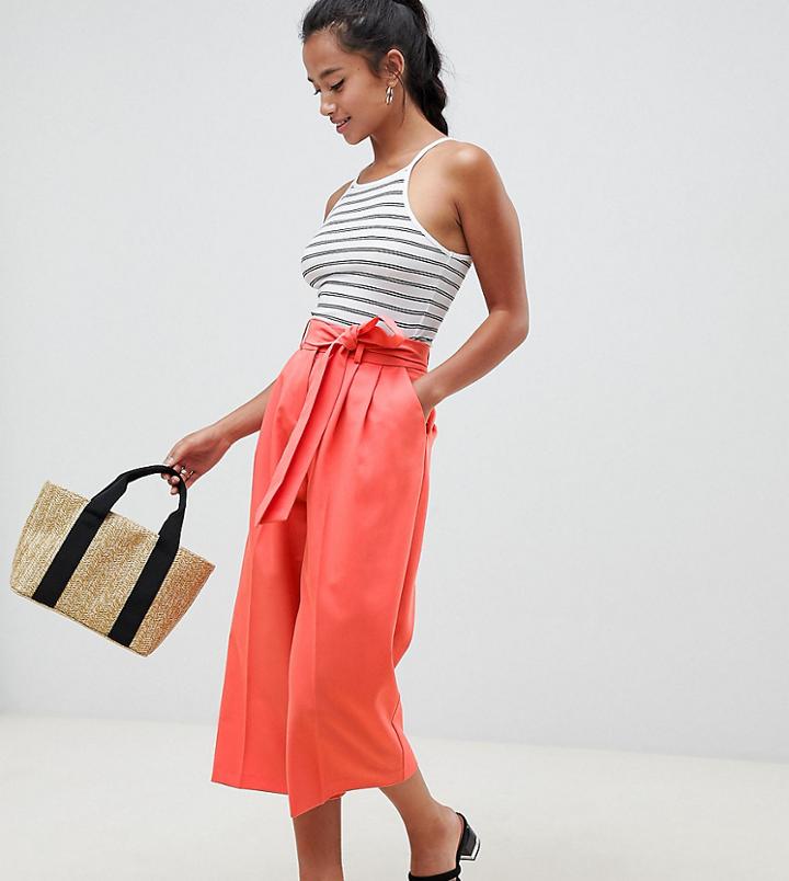 Asos Design Petite Mix & Match Culotte With Tie Waist-pink