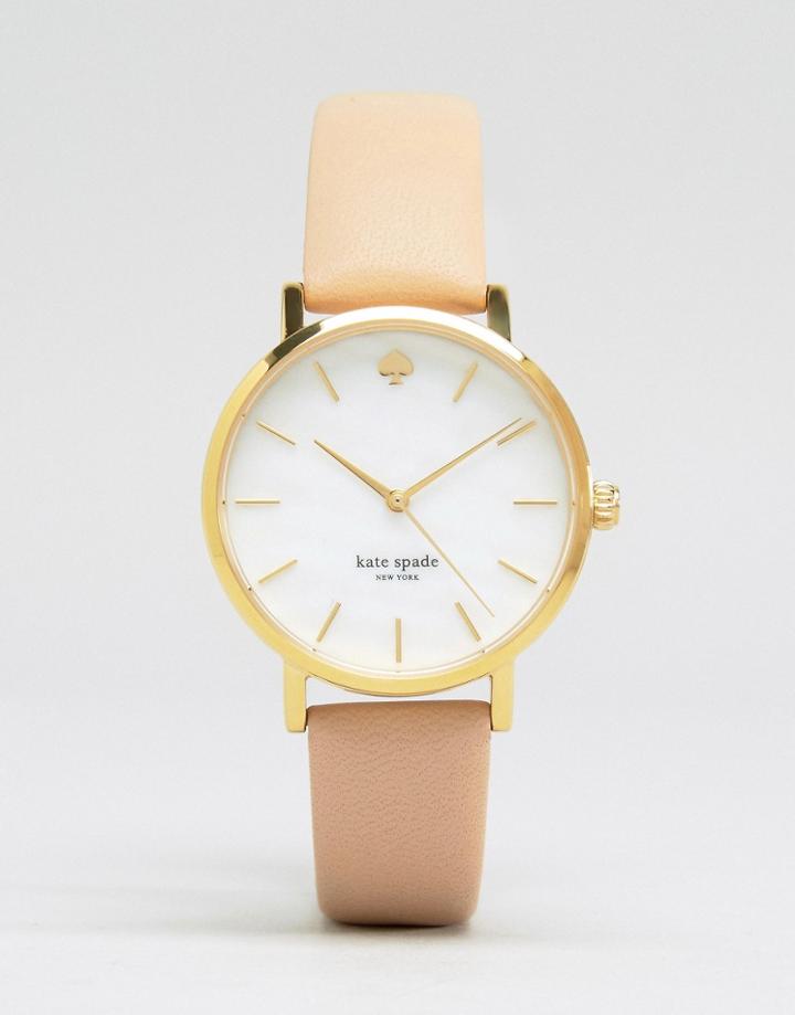 Kate Spade Nude Leather Metro Watch 1yru0073 - Pink