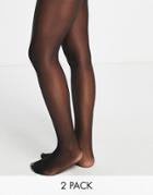 Topshop 2 Pack 20 Denier Tights In Black