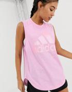 Adidas Training Logo Tank In Pink - Pink