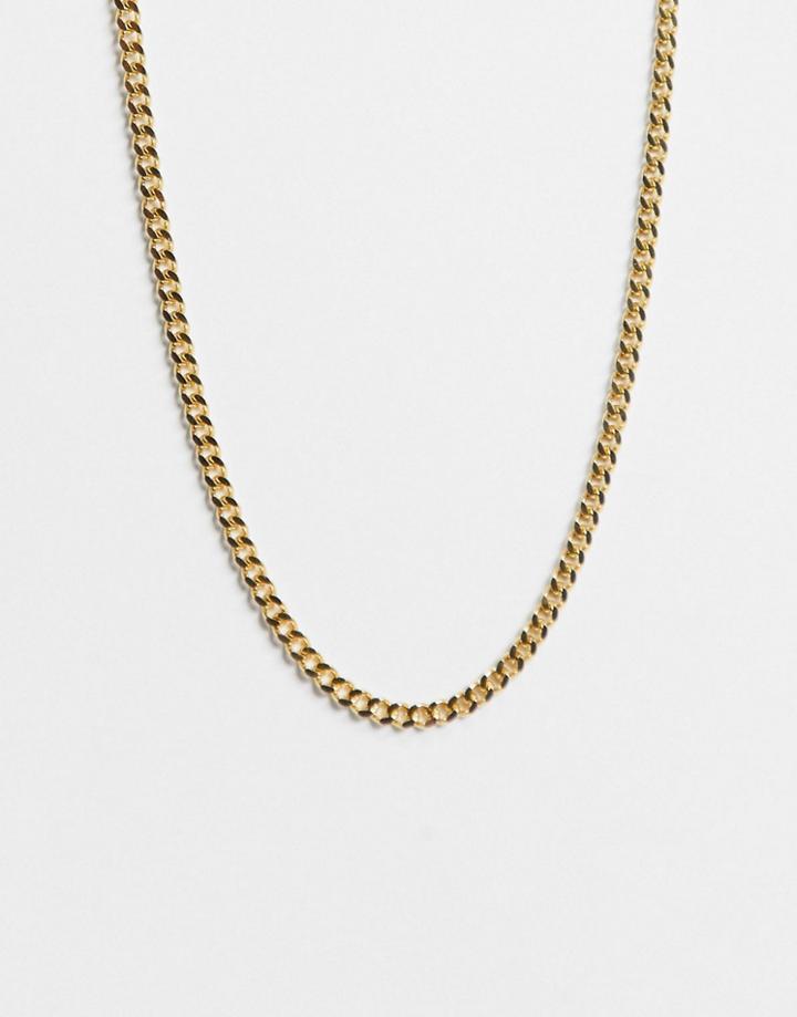 Asos Design Stainless Steel Short Slim 4mm Neckchain In Gold Tone