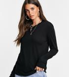 Asos Design Tall Ultimate T-shirt With Long Sleeve In Cotton Blend In Black