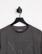 Guess T-shirt With Chest Triangle Logo In Washed Black