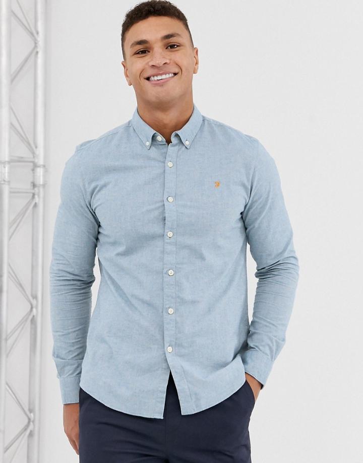 Farah Steen Slim Fit Textured Shirt In Blue