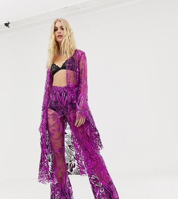 Elsie & Fred Kimono In Glitter Mesh Two-piece - Purple