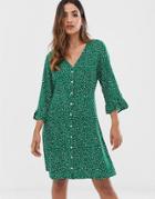 Y.a.s Floral Button Up Dress - Green
