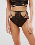 Asos Kitty Lace Detail High Waist Pant - Black