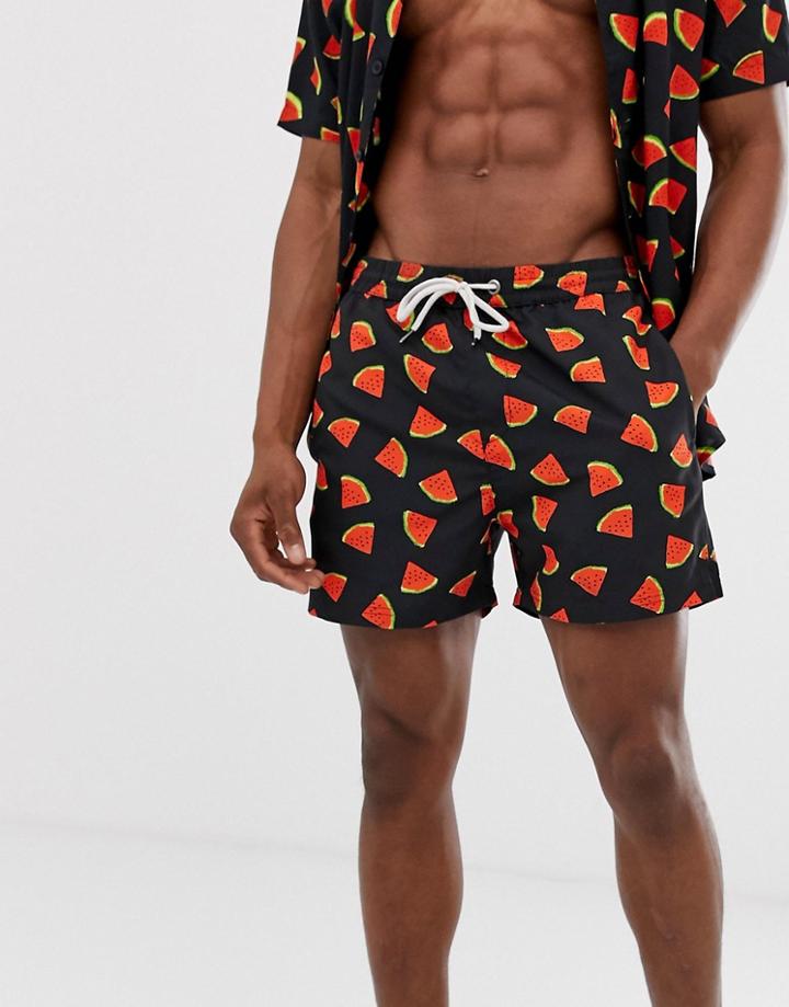 Another Influence Two-piece Watermelon Print Swim Shorts - Black
