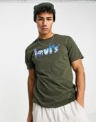 Levi's T-shirt With Poster Logo Mountain Print In Green