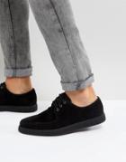 Asos Lace Up Creeper Shoes In Black Faux Suede - Black