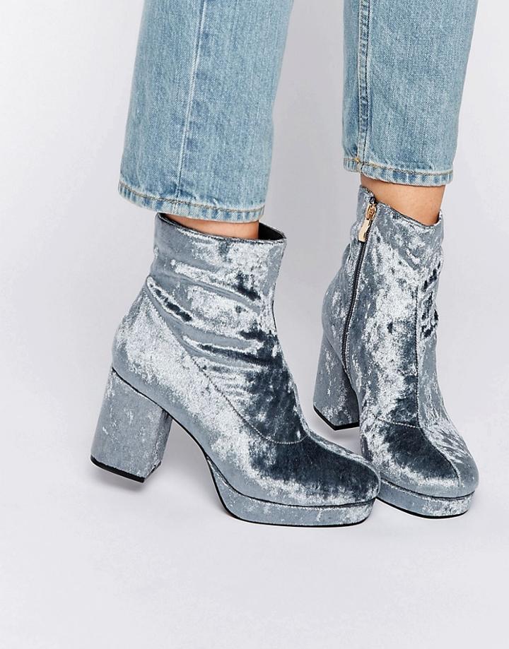 Truffle Kitten Heel Platform Boot - Gray