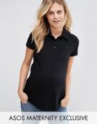 Asos Maternity Polo Shirt In Jersey - Black