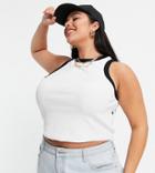 Asos Design Curve Tank Top With Contrast Tipping In White