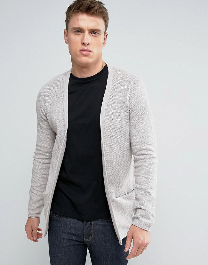 Selected Homme Drapey Cardigan - Stone