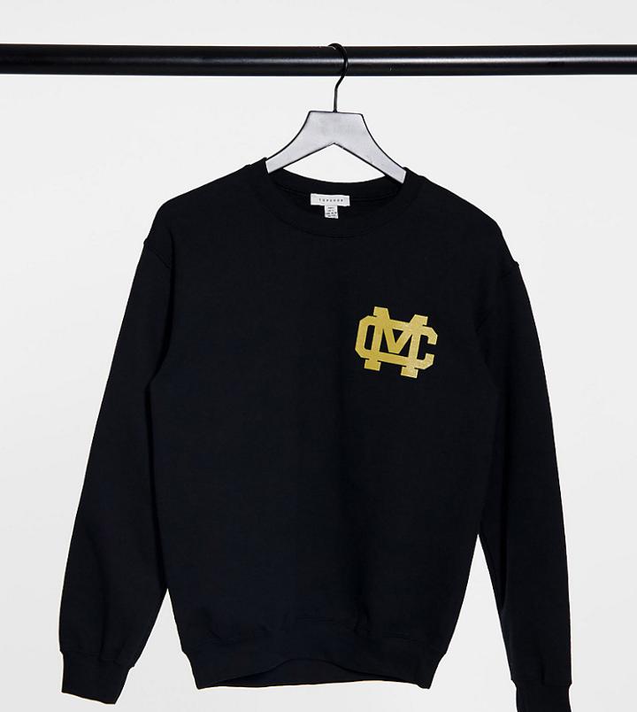 Topshop Tall 'michigan' Sweatshirt In Black