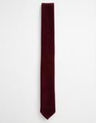 Asos Burgundy Tie In Velvet - Burgundy