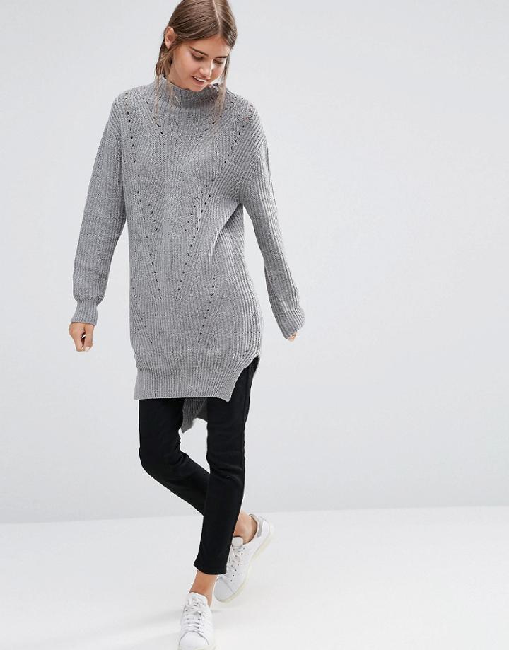 Love & Lies Engineered Sweater With Turtleneck - Gray