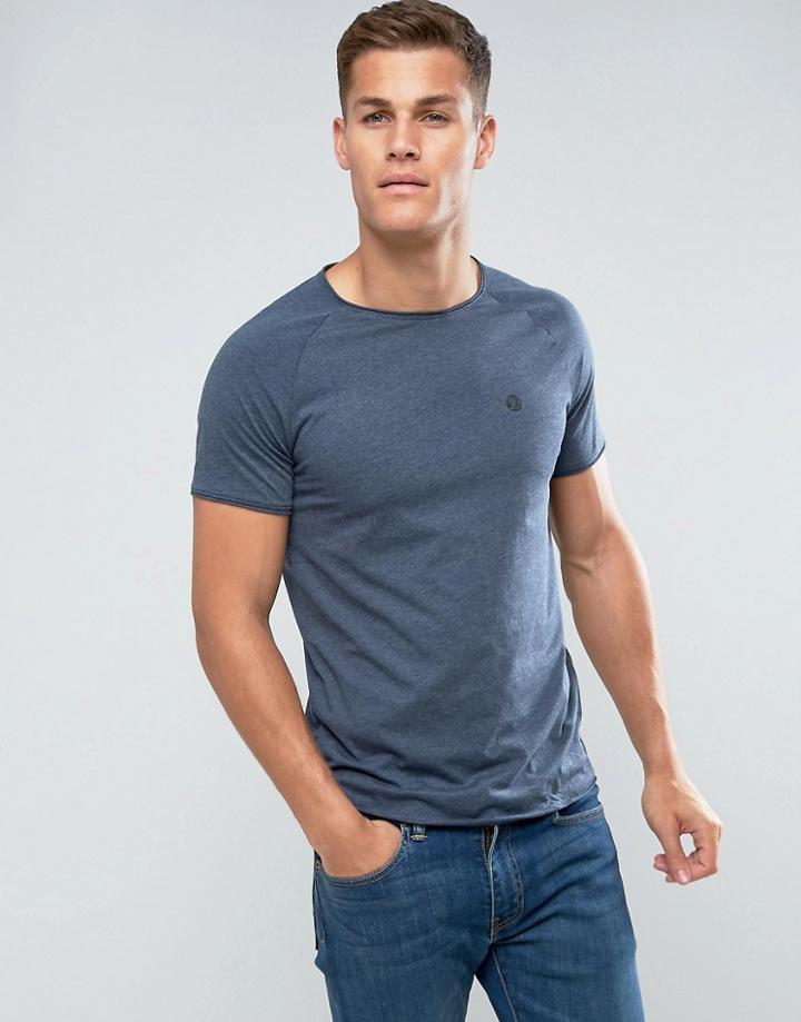 Tom Tailor Crew Neck T-shirt With Chest Print - Navy