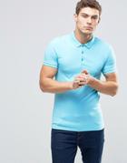 Asos Extreme Muscle Jersey Polo In Turquoise - Blue