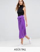 Asos Tall Tailored Origami Fold Wrap Pencil Skirt - Purple