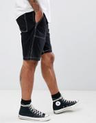 Weekday Eastside Exposed Stitching Shorts - Black