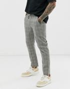 Native Youth Tie Waist Pants With Check In Gray - Gray