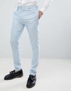 Asos Design Wedding Super Skinny Suit Pants In Ice Blue Micro Texture - Blue