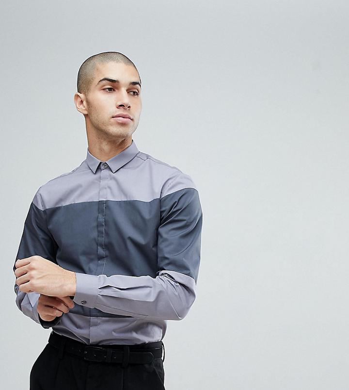 Noak Slim Shirt In Cut And Sew - Gray